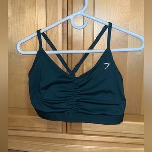 gymshark teal ruched training bra